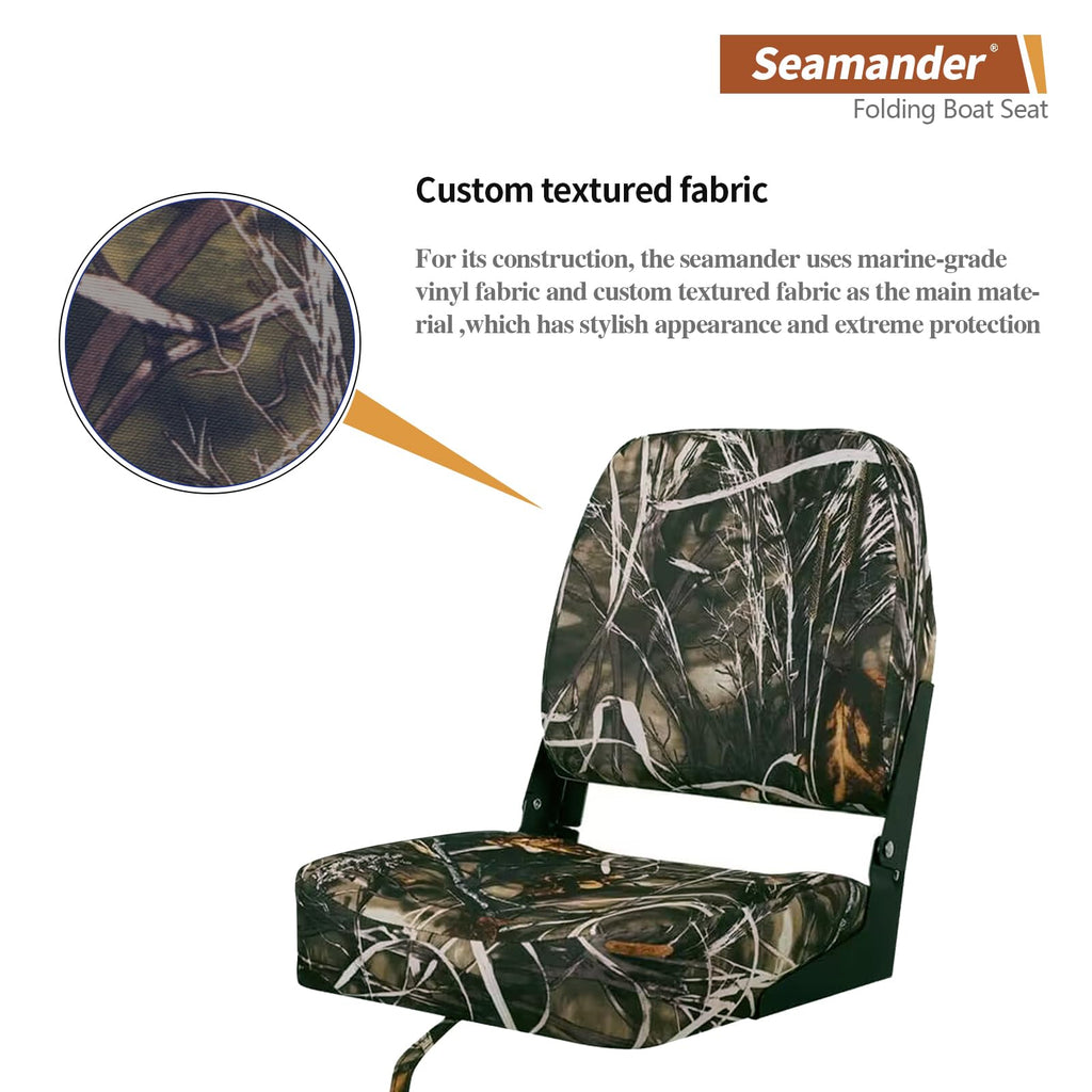 Seamander Low Back Boat Seats, Folding Boat Seats With Stainless Steel Screws,Aluminum Hinges&Padded,Fishing Boat Seat, 5 Colors