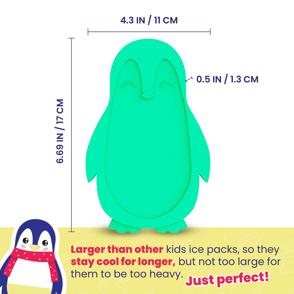 Slim Ice Packs For Lunch Boxes Kids - 3-Pack Long-Lasting Penguin Lunch Box Ice Packs For Kids - Slim Reusable Ice Packs For Lun