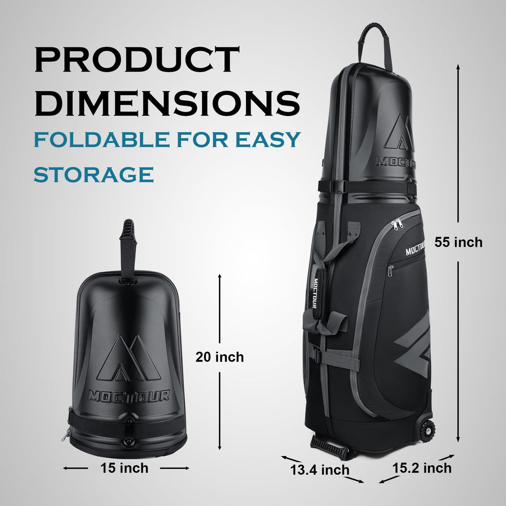 Moctour Golf Travel Bags For Airlines With Wheels & Abs Hard Case Top, Protect Your Clubs, Waterproof 1680D Oxford Fabric And Ov