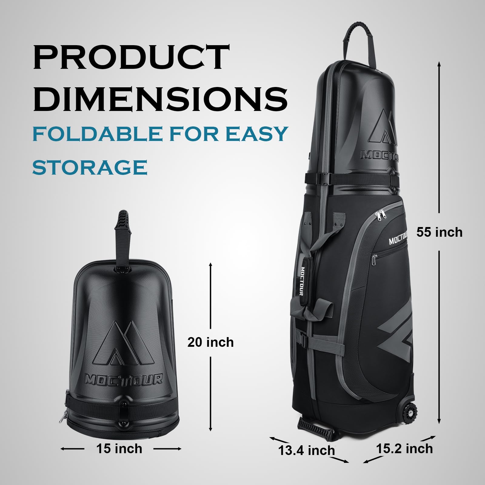 Moctour Golf Travel Bags For Airlines With Wheels & Abs Hard Case Top, Protect Your Clubs, Waterproof 1680D Oxford Fabric And Ov