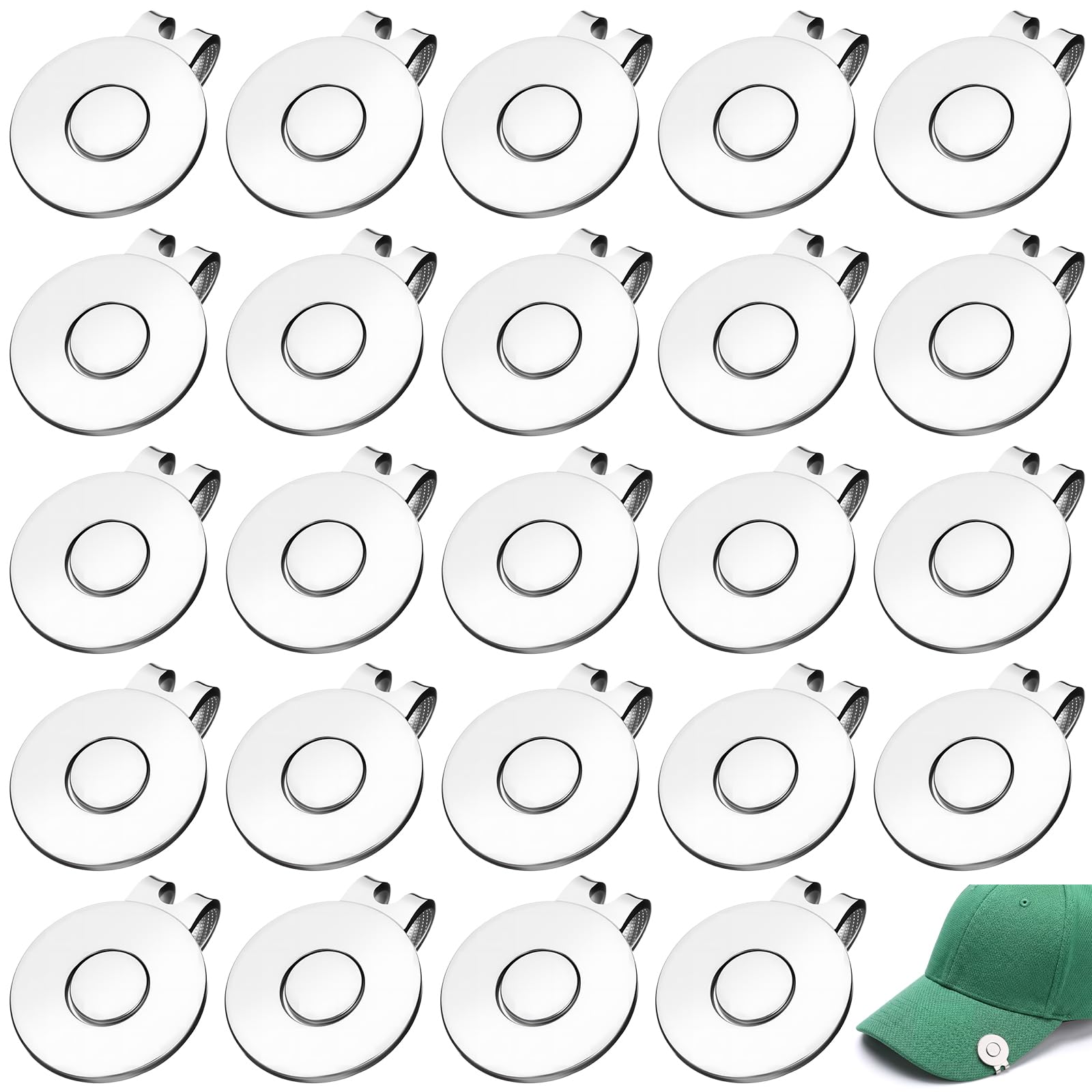 Grinsvalley 24 Pcs Golf Hat Clips Magnetic Golf Ball Marker Holders for Hats Caps Pants Gloves Bags Visors Belts