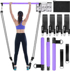 Pilates Bar Kit With 4 X Resistance Bands,3-Section Pilates Bar With Stackable Bands Workout Equipment For Legs,Hip,Waist And Ar