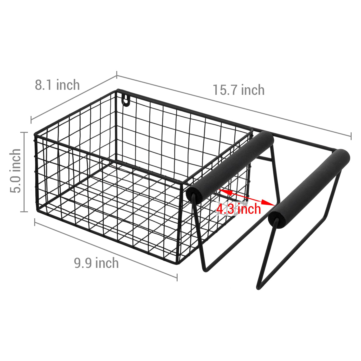 Mygift Hanging Metal Tennis Racquet And Tennis Ball Storage Basket Rack, Wall Mounted Racket Holder