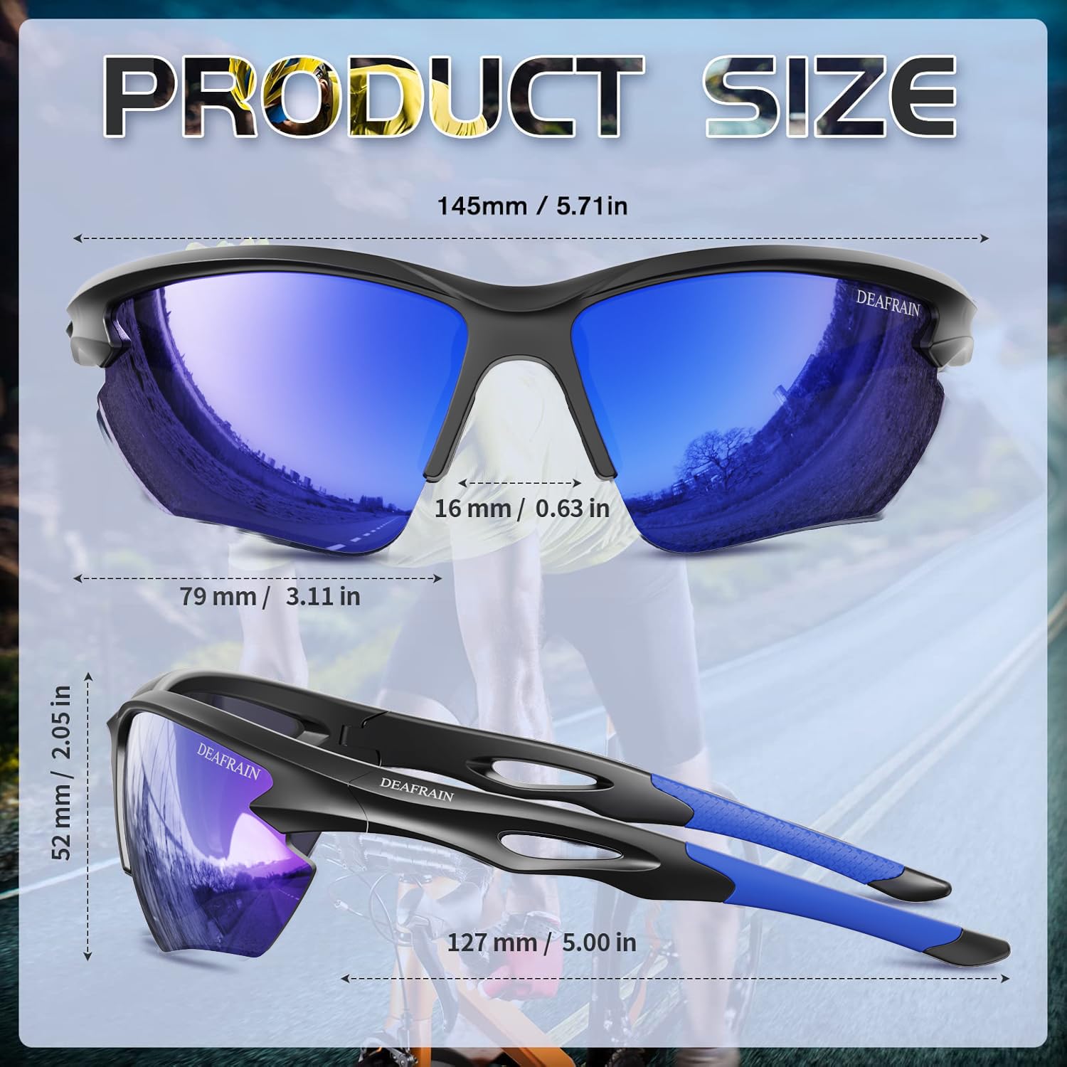 Deafrain Polarized Sports Sunglasses For Men Women Cycling Running Fishing Glasses Uv Protection