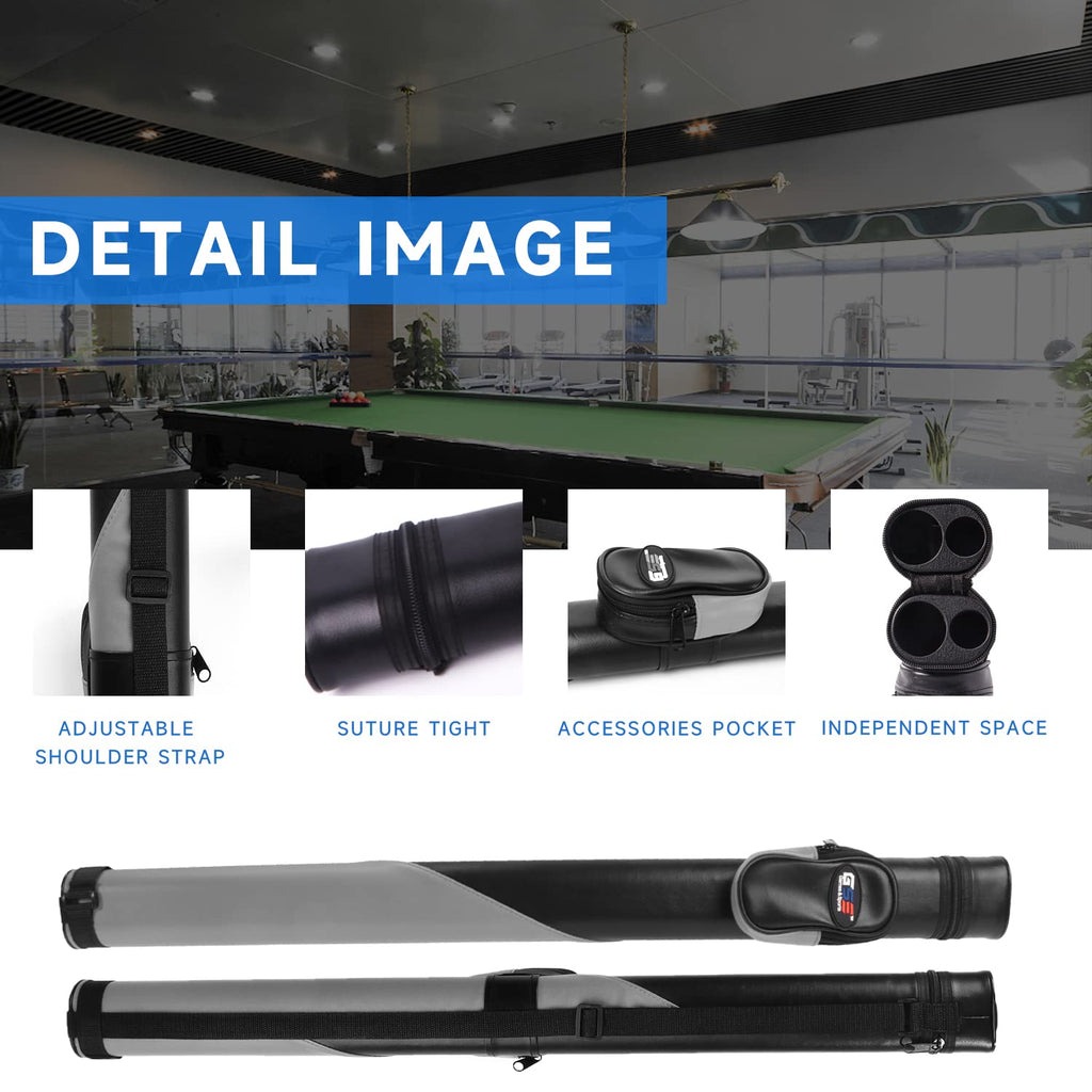 Gse Billiard Cue Cases, 1X1 Deluxe Hard Billiard Pool Cue Stick Carrying Case, Pool Billiards Accessories (Black/Grey)