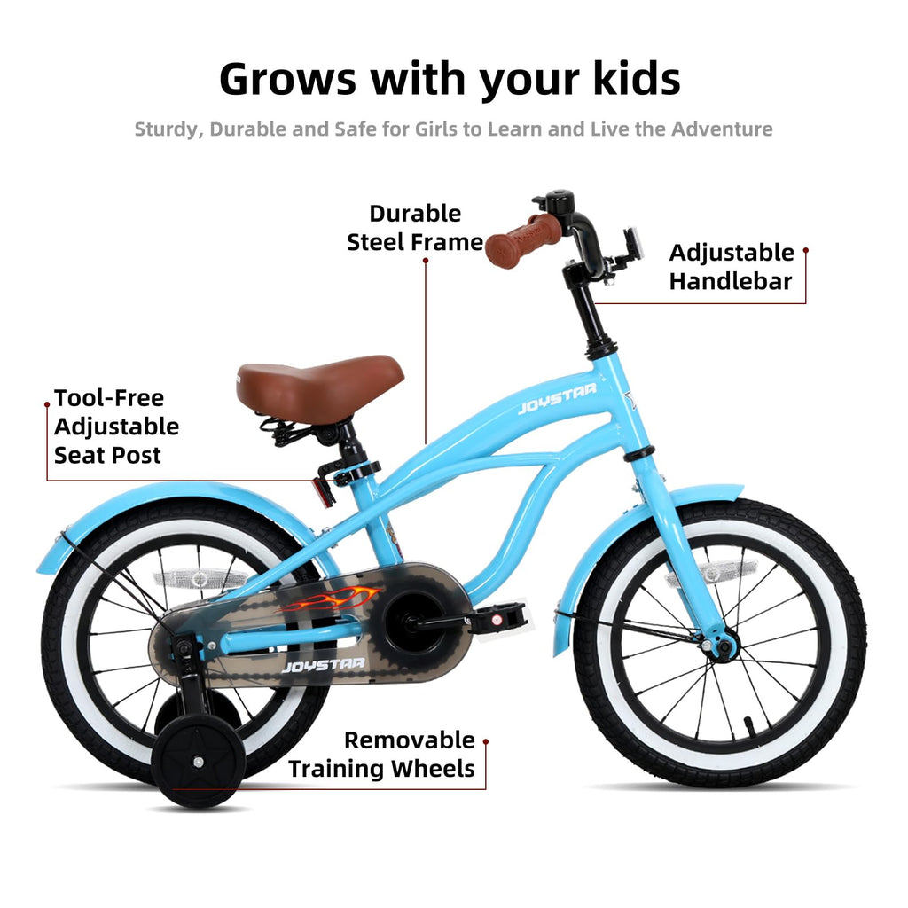 Joystar 14 Inch Kids Bike With Training Wheels For Ages 3-5 Years Old Girls Boys Bike Toddler Bike Beach Cruiser Kids Bicycle Bl