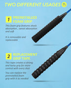 Hiraliy Badminton Rackets Set Of 4 For Outdoor Backyard Games, Including 4 Rackets, 12 Nylon Shuttlecocks, 4 Replacement Grip Ta