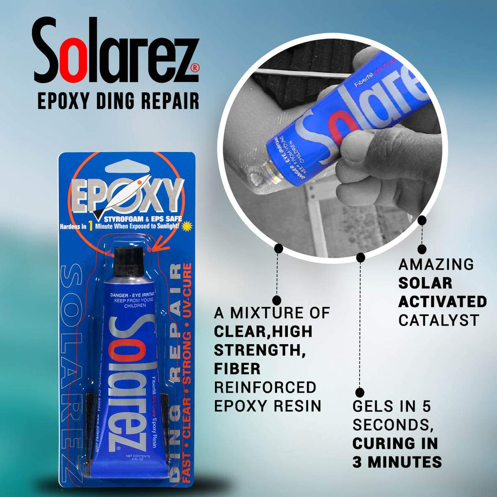 Solarez Uv Cure Epoxy Ding Repair Resin - Sup Paddle-Board & Surfboard Repair (0.5 Oz) Cures In 2-3 Mins! Non Yellowing, Eco-Fri