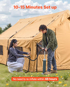 Vevor Inflatable Tents For Camping, 5-8 Person Easy Setup Blow Up Tent With Hand Pump, Luxury Glamping Tent With 2 Skylights, Ca