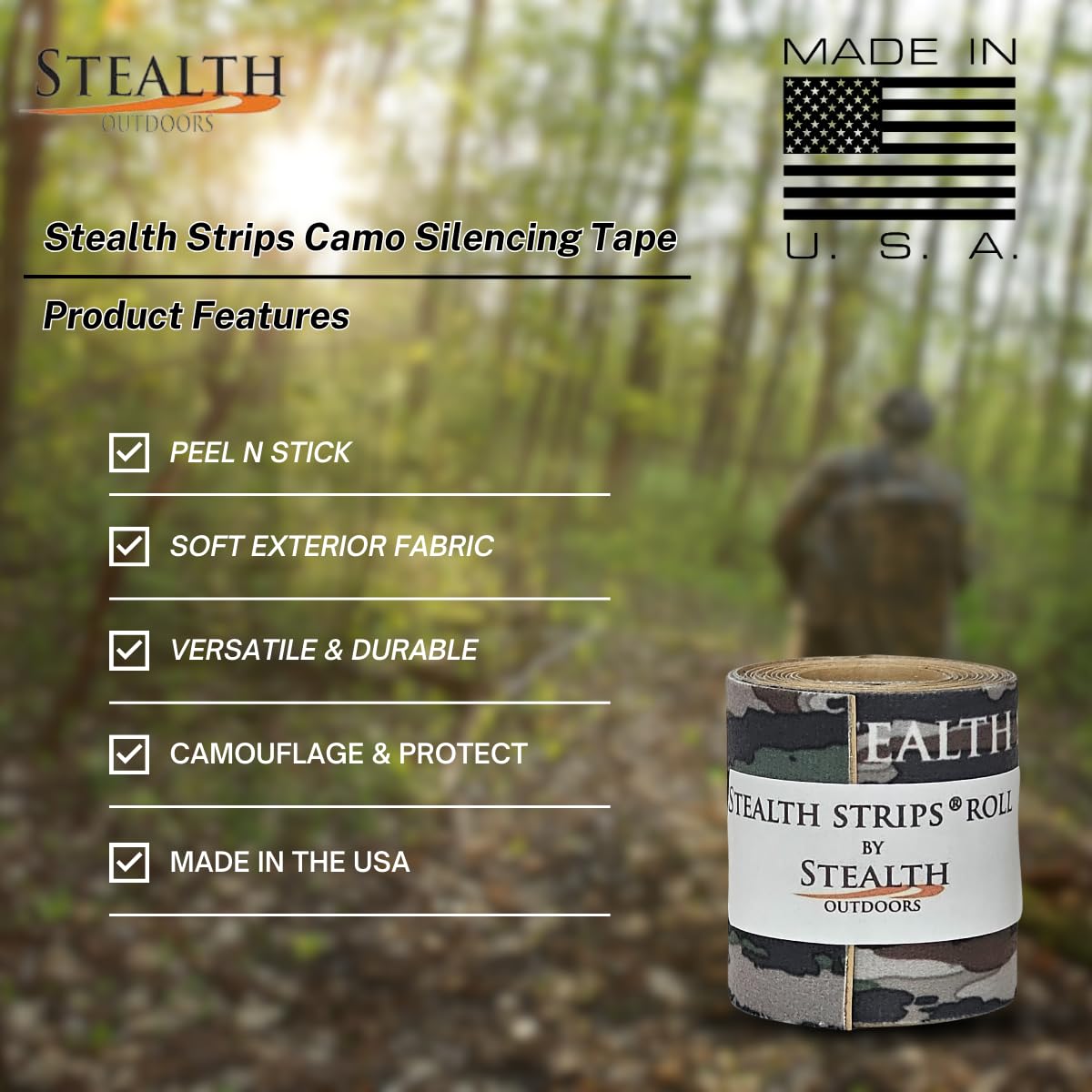 Stealth Strips Realtree Original Camo Silencing Tape | Self Adhesive Silencing Fabric | Great For Quieting All Of Your Metal Hun