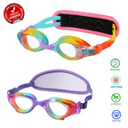 Ruigao Kids Swim Goggles Age 2-6, Toddler Goggles No Hair Pull,Child Goggles Padded Headband (2Pk - Rainbow)