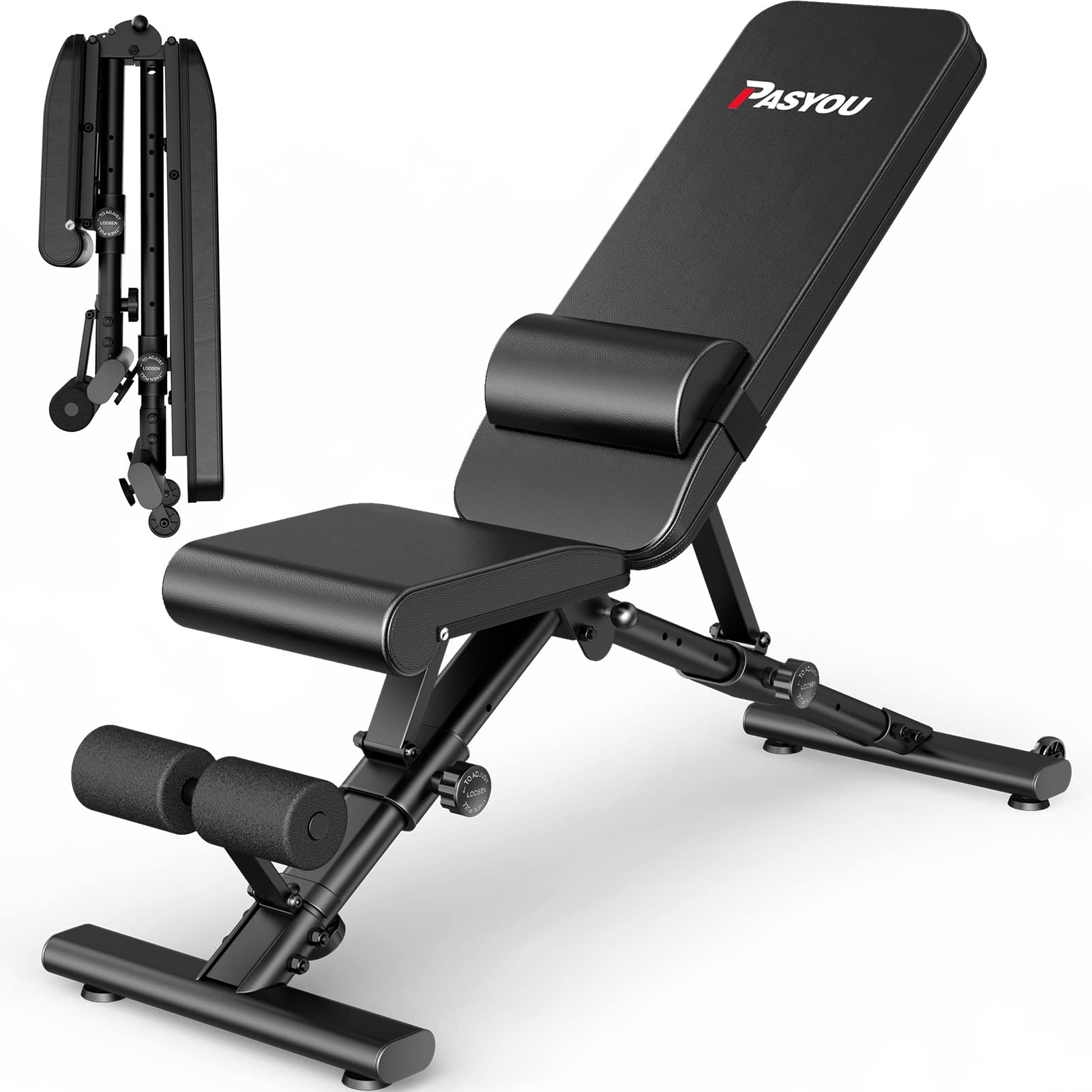 Pasyou Adjustable Weight Bench,880Lb Weight Capacity For Strength Training Bench Press Foldable Incline Decline Bench For Full B