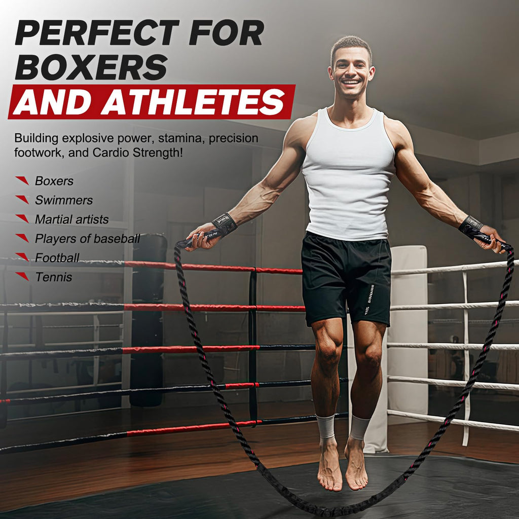 Hpygn Weighted Heavy Skipping/Jump Rope 9.2Ft 2.8Lb For Fitness, Exercise, Boxing Gym Training, Home Workout, Improve Strength A