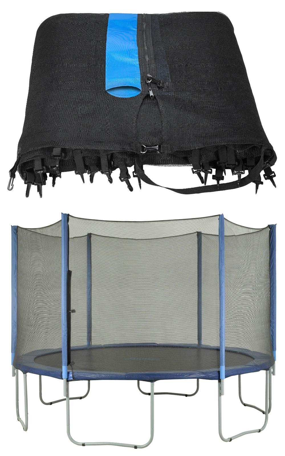 Upper Bounce Round Trampoline Safety Net-Round Trampoline Using Variant Straight Poles-Breathable Weather-Resistant Trampoline N