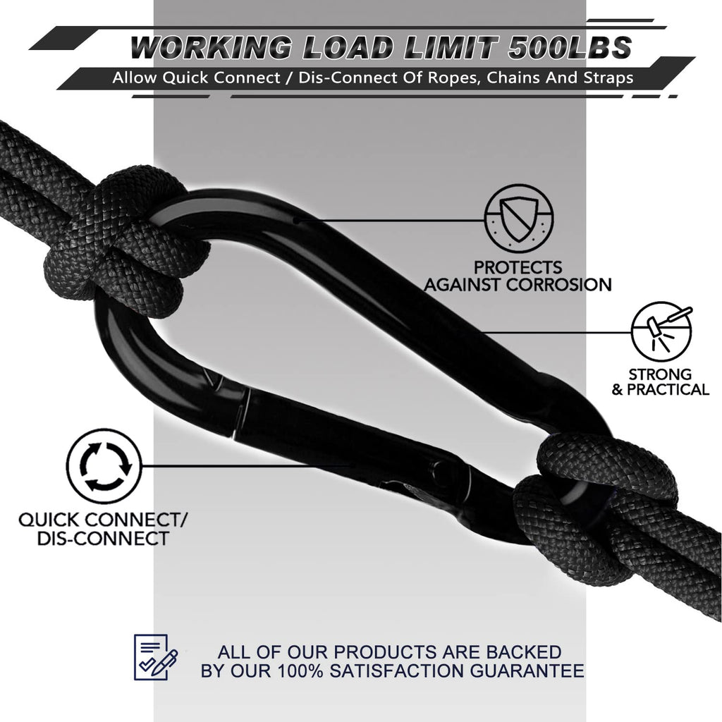 Autmatch Carabiner Clips, 3'' Carbon Steel Spring Snap Hook Caribeener Clips Buckle Pack Grade Heavy Duty Carabiners Quick Link