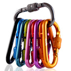 Zalava 2'' 10 Pcs D-Clip Durable Locking Carabiner Clips Keychain Clip, Spring-Loaded Aluminum Keychain Clip Hook, Screwgate Loc