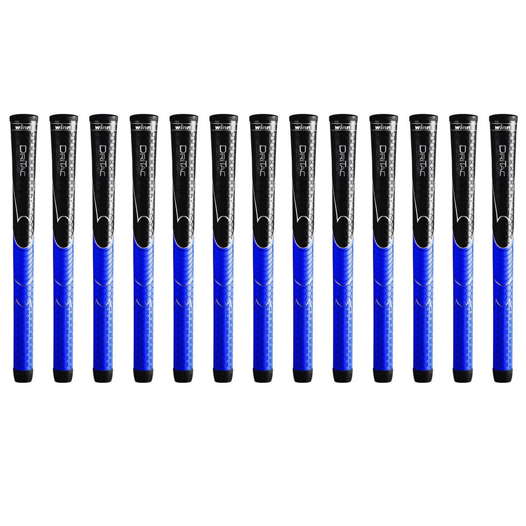 Winn Dri-Tac Midsize (+1/16 Inch) Black/Blue 13 Piece Golf Grip Bundle (