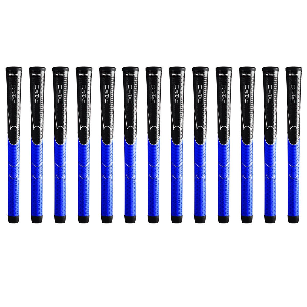 Winn Dri-Tac Midsize (+1/16 Inch) Black/Blue 13 Piece Golf Grip Bundle (