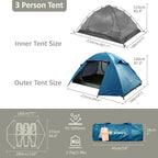 Backpacking Tent For Camping 2/3/4 Person Hiking Ultralight Tent For Waterproof Windproof Outdoor Tents Easy Setup Two Doors Dou