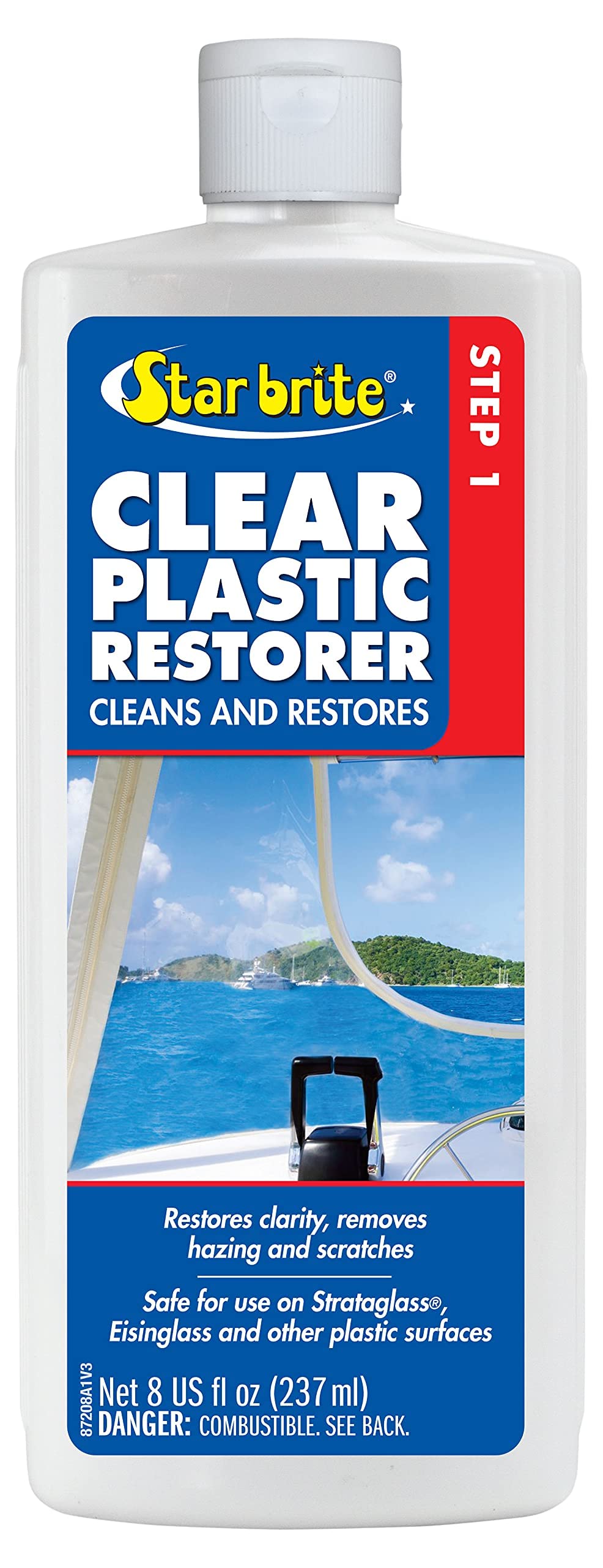 Star Brite Clear Plastic Restorer - Step 1 - Ultimate Solution For Restoring Shine & Clarity To Acrylic, Polycarbonate & Plastic
