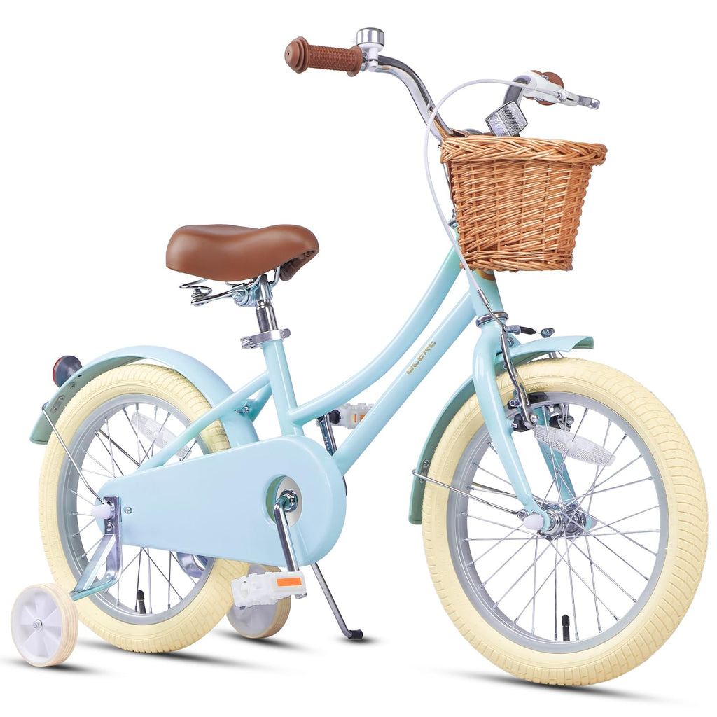 Glerc Little Molly 16 Inch Kids Bike, Retro Cruiser Girls Bike for Children Ages 4-7 Years Old, Kids Bicycle with Wicker Basket 