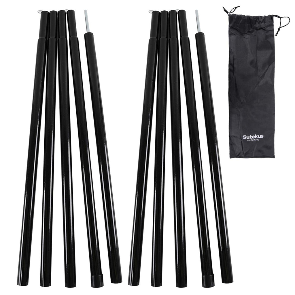 Sutekus Steel Rod Tent Pole Replacement Accessorie 2Pc/Set Adjustable Bars (Black)