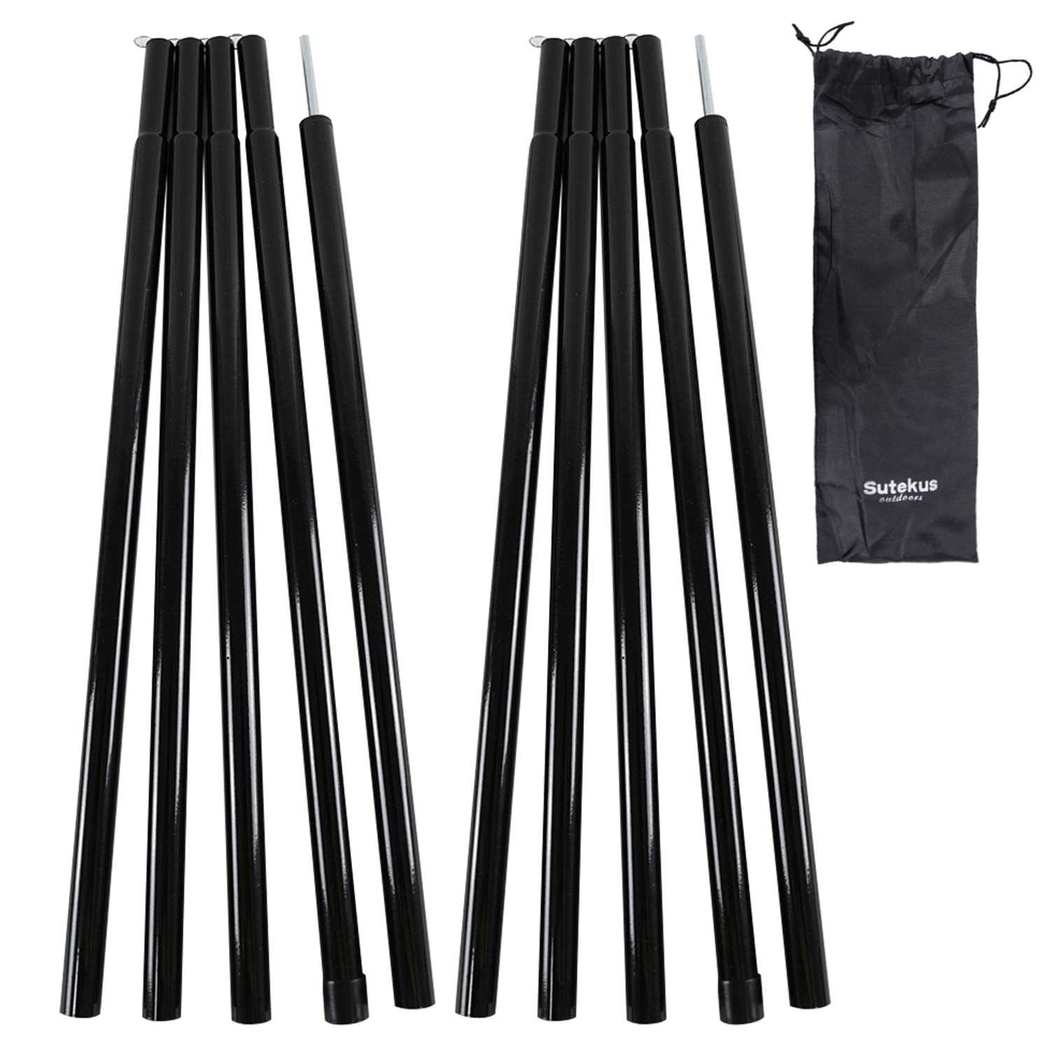 Sutekus Steel Rod Tent Pole Replacement Accessorie 2Pc/Set Adjustable Bars (Black)