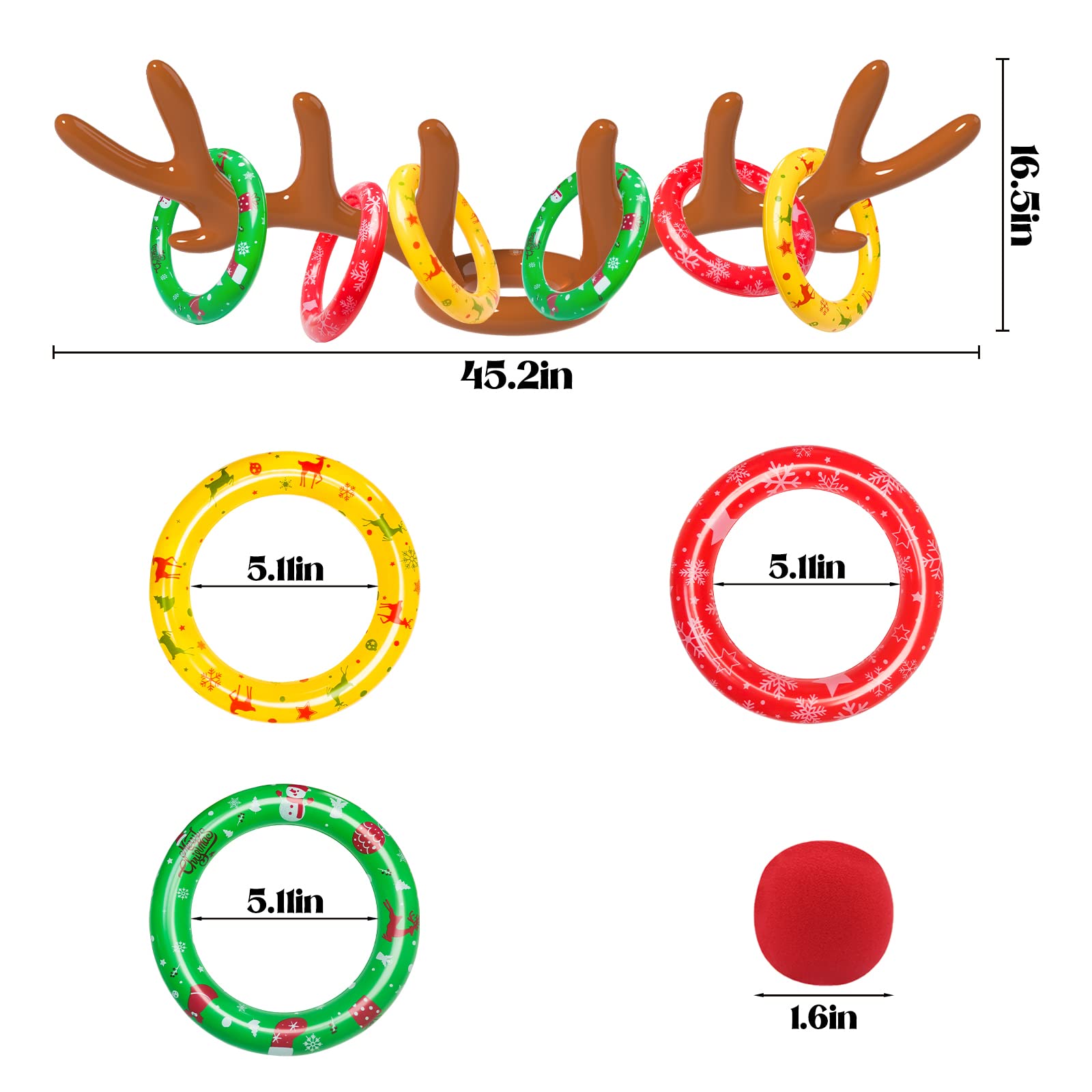 H-Style Christmas Games, 2 Sets Reindeer Antler Ring Toss Game For Christmas Party Games And Holiday Games Family Christmas Infl