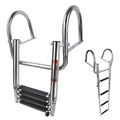 Manumarine 4 Step Pontoon Boat Ladder, Pontoon Ladders for Pontoon Boats,Stainless Steel Rear Entry Inboard Ladders Over Platfor