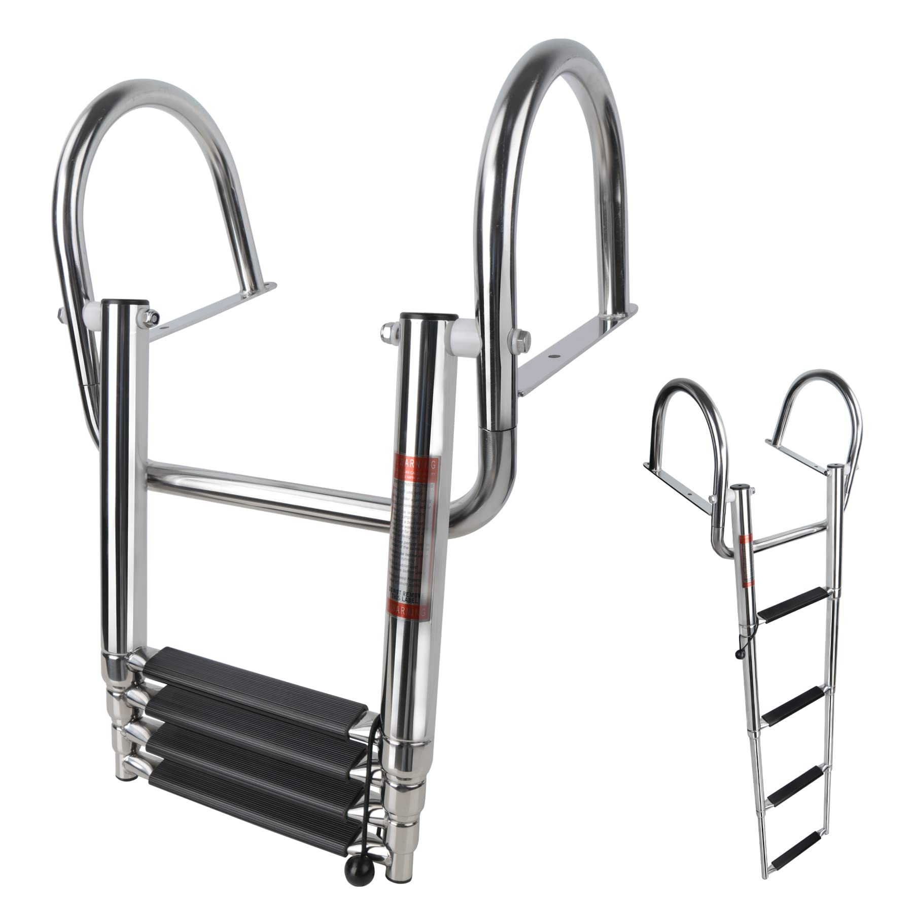 Manumarine 4 Step Pontoon Boat Ladder, Pontoon Ladders for Pontoon Boats,Stainless Steel Rear Entry Inboard Ladders Over Platfor