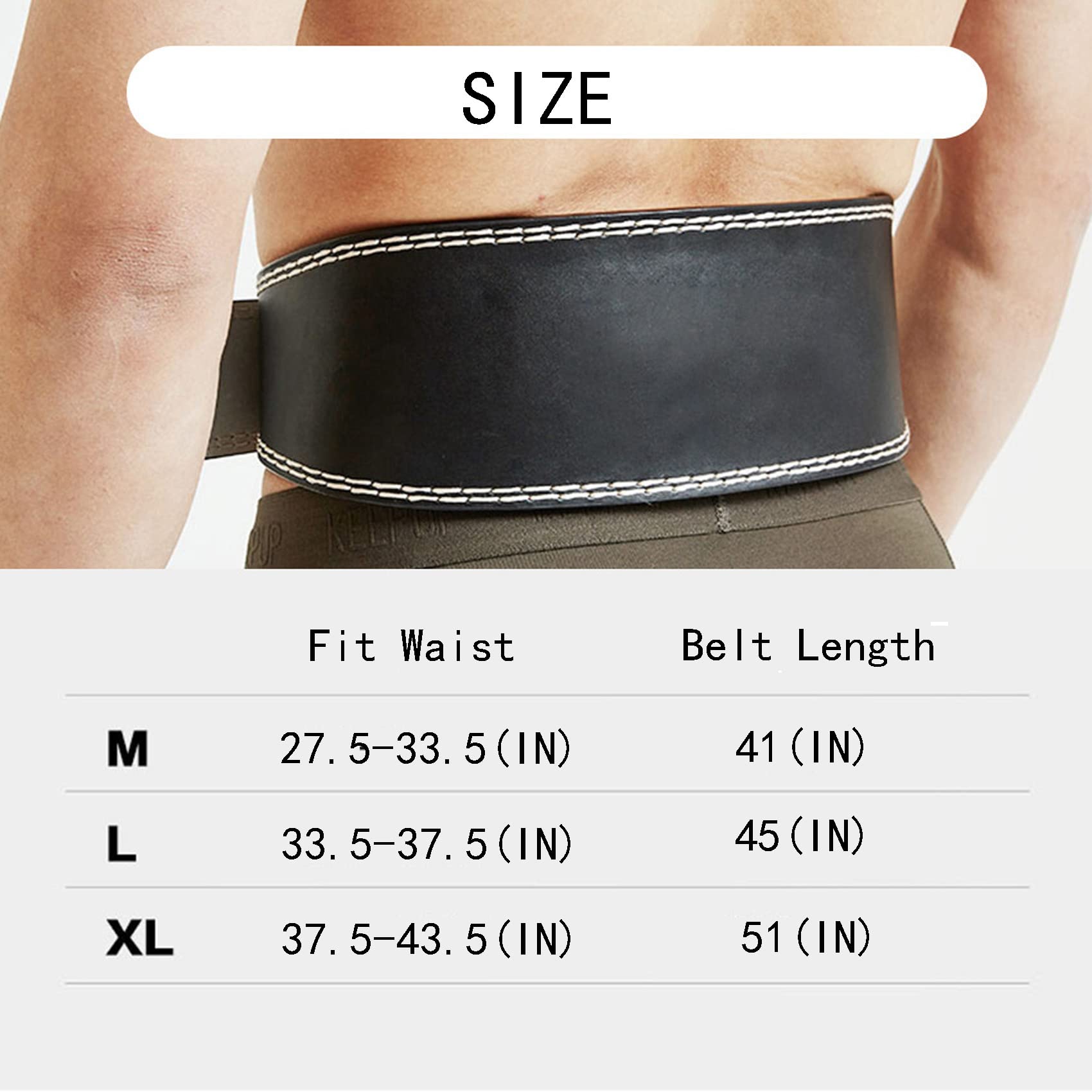 Weight Lifting Belt Back Lumbar Support Strength Training Fitness Workout Home Gym (L, Black)