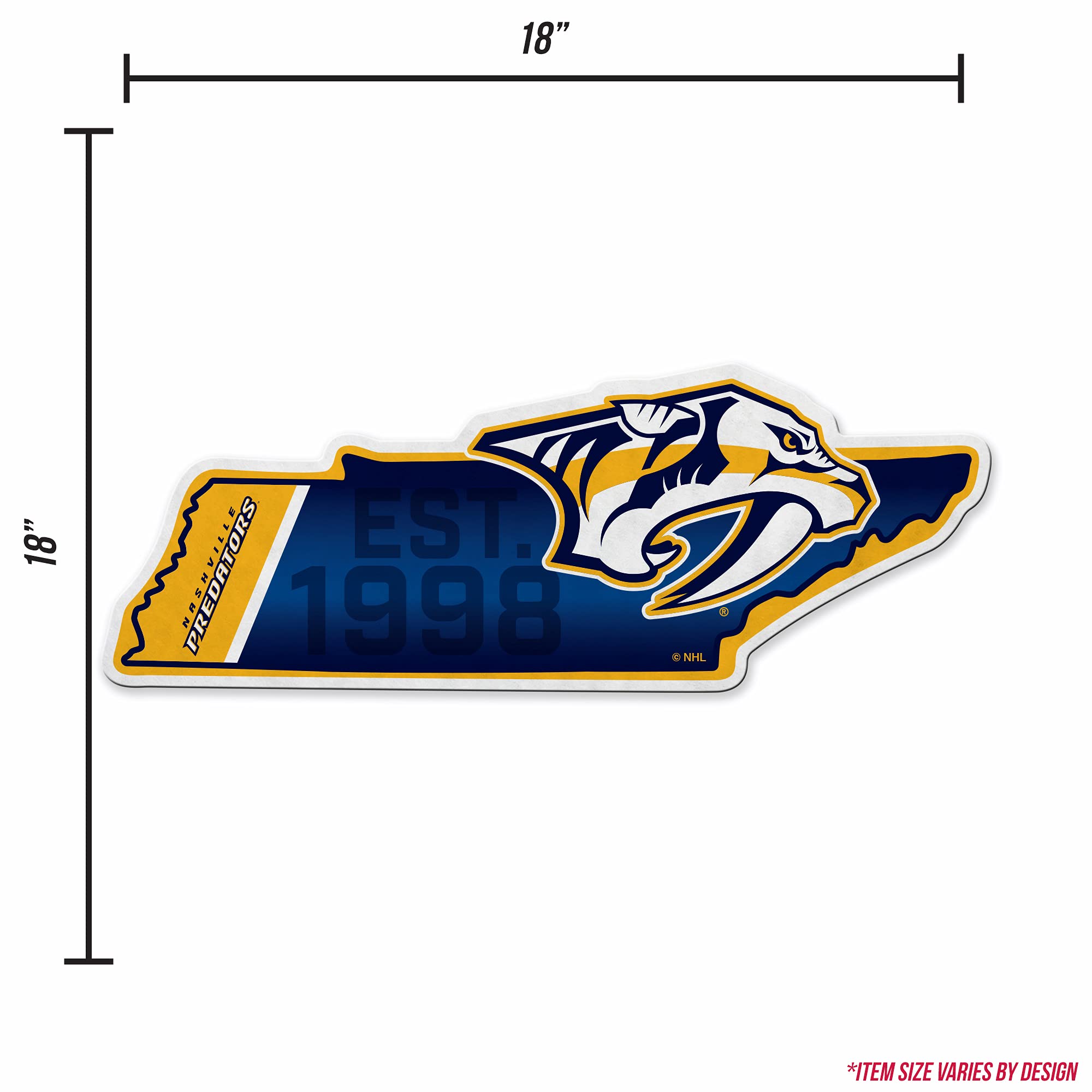 Rico Industries Nhl Nashville Predators State Shape Shape Cut Pennant - Home And Living Room D  Cor - Soft Felt Ez To Hang