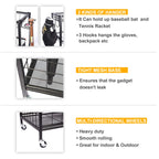 Kinghouse Garage Sports Equipment Organizer, Ball Storage Rack, Ball Storage Garage, Garage Organizer, Rolling Sports Ball Stora