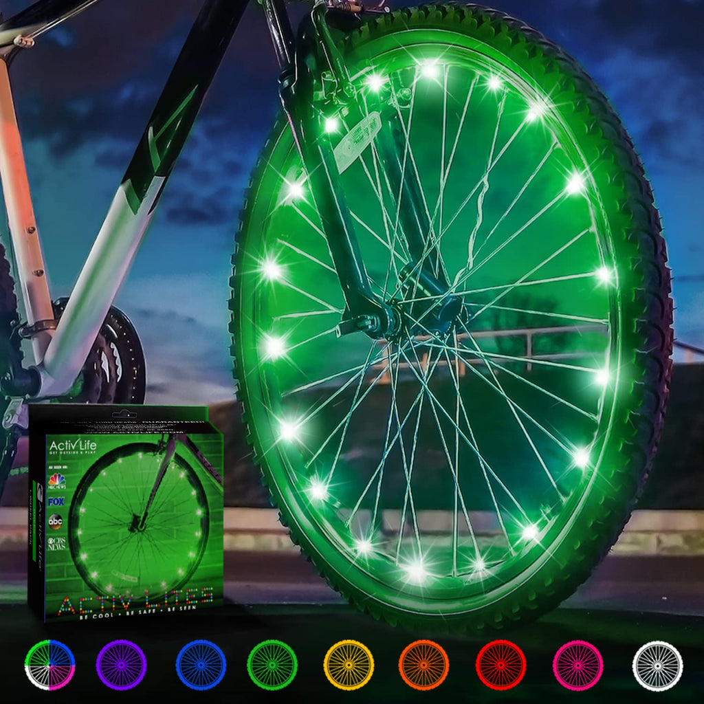 Activ Life Bike Lights, Green, 1-Tire Pack Led Bicycle Christmas Lights For Wheels With Batteries Included, Best Wheelchair & To