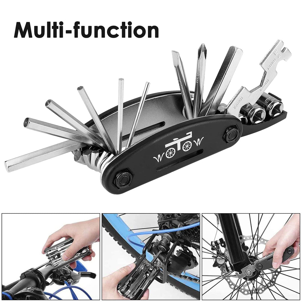 Wotow Bike Repair Tool Kit - 16 In 1 Bicycle Multitool Portable Mountain Bike Tool Cycling Maintenance, Bike Hex Key Wrench & Bi