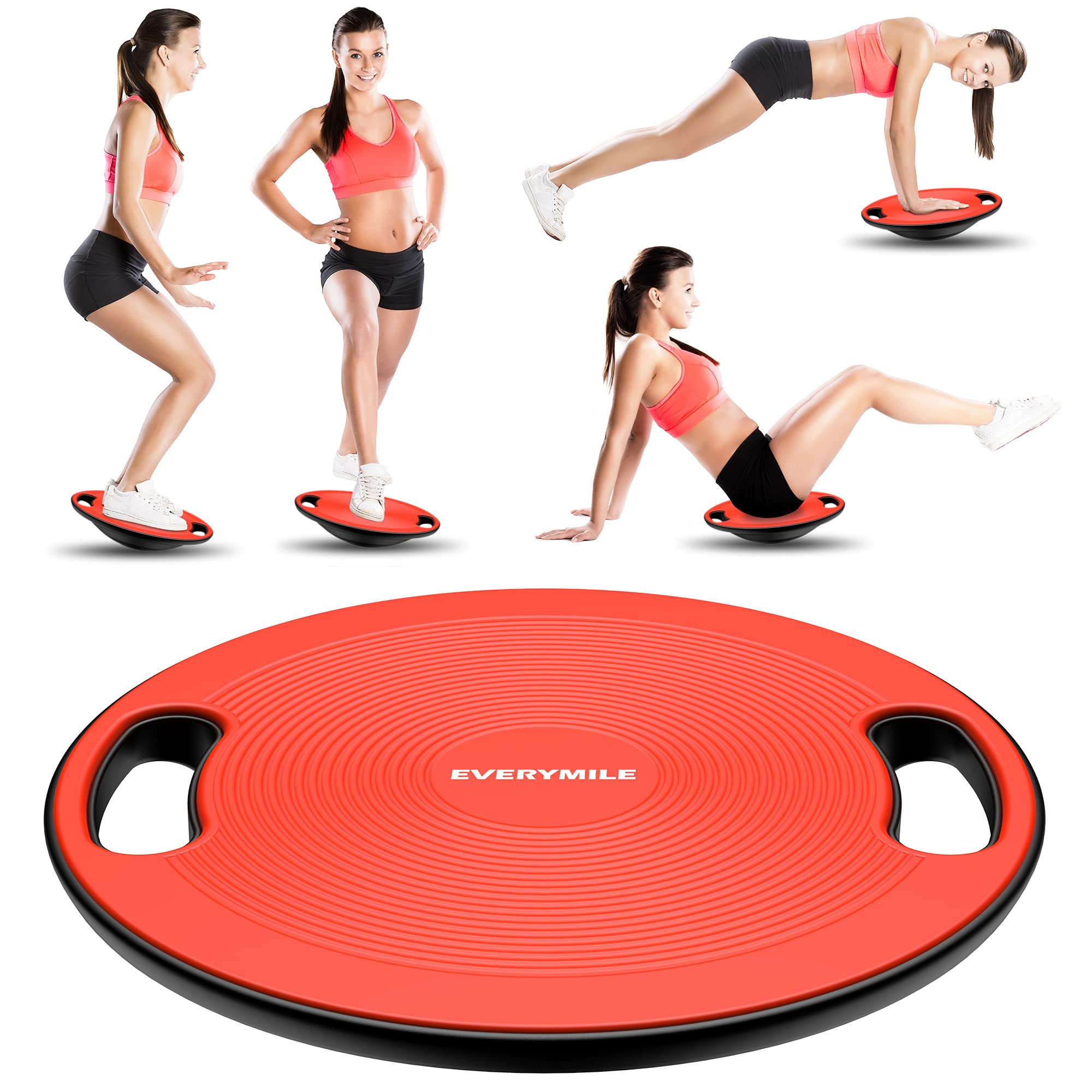 Everymile Wobble Balance Board, Exercise Balance Stability Trainer Portable With Handle For Workout Core Physical Therapy & Gym