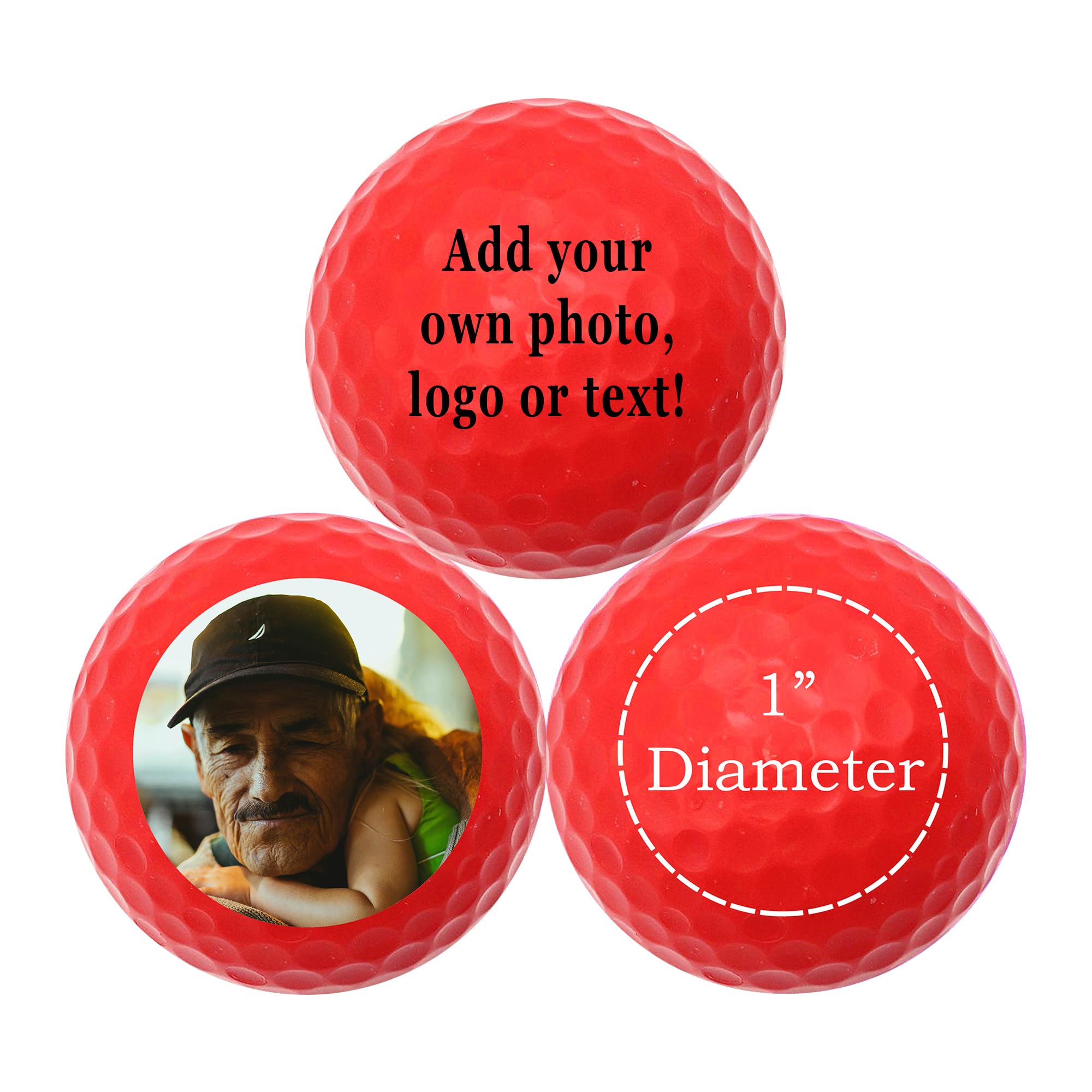 GBM Red Custom Golf Balls Personalized Golf Balls - Add Photo Logo or Text for Parties, Events & Short Game Play, Great Gifts fo