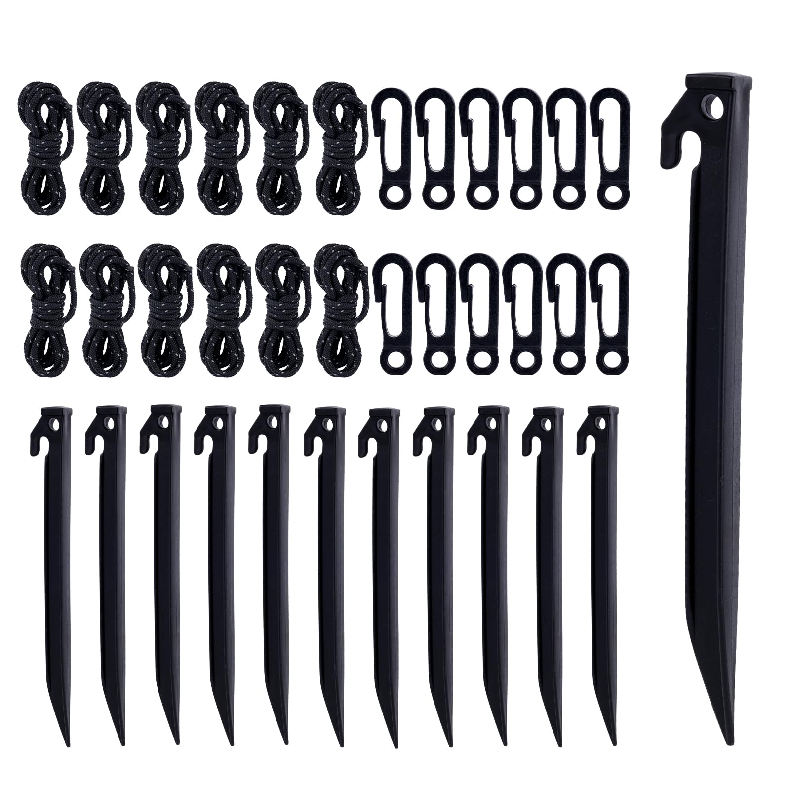 36Pcs Plastic Inflatable Stakes Set, Plastic Tent Pegs Christmas Ground Stakes Camping Tent Stakes, Plastic Stake Tethers Ropes 