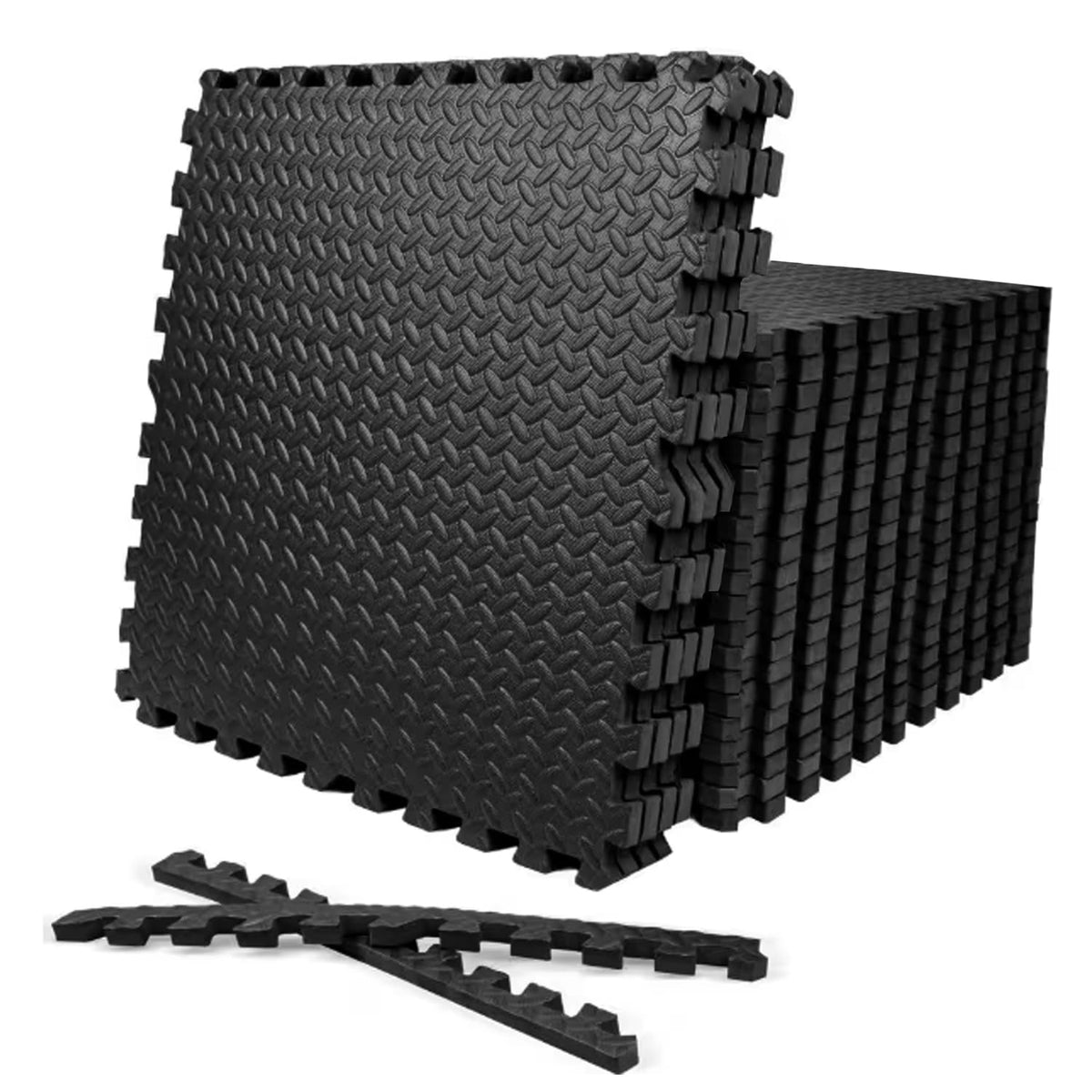Xtrim Puzzle Exercise Mat, 24 Tiles & 22 Border, HighDensity Eva Foam Mat, Interlocking Tiles, Shock Proof, Protective Flooring