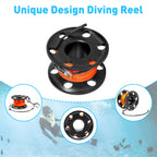 100Ft Scuba Diving Reel, Aluminum Alloy Large Scuba Spool Finger Reel With Double-Ended Bolt Snap Clip For Underwater Scuba Divi