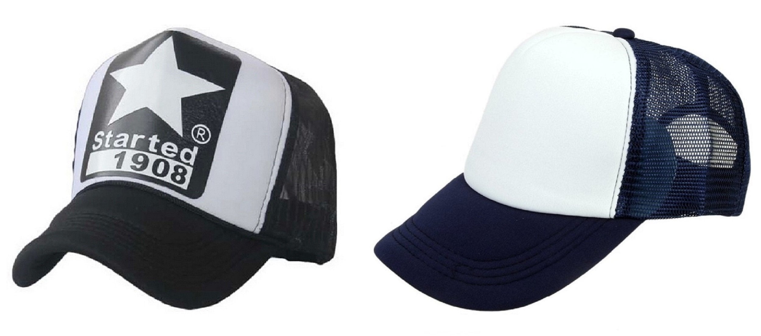 Michelangelo White Navy Half Net And 1908 Black Half Net Cap Combo For Men/Girl/Womens Unisex Cap