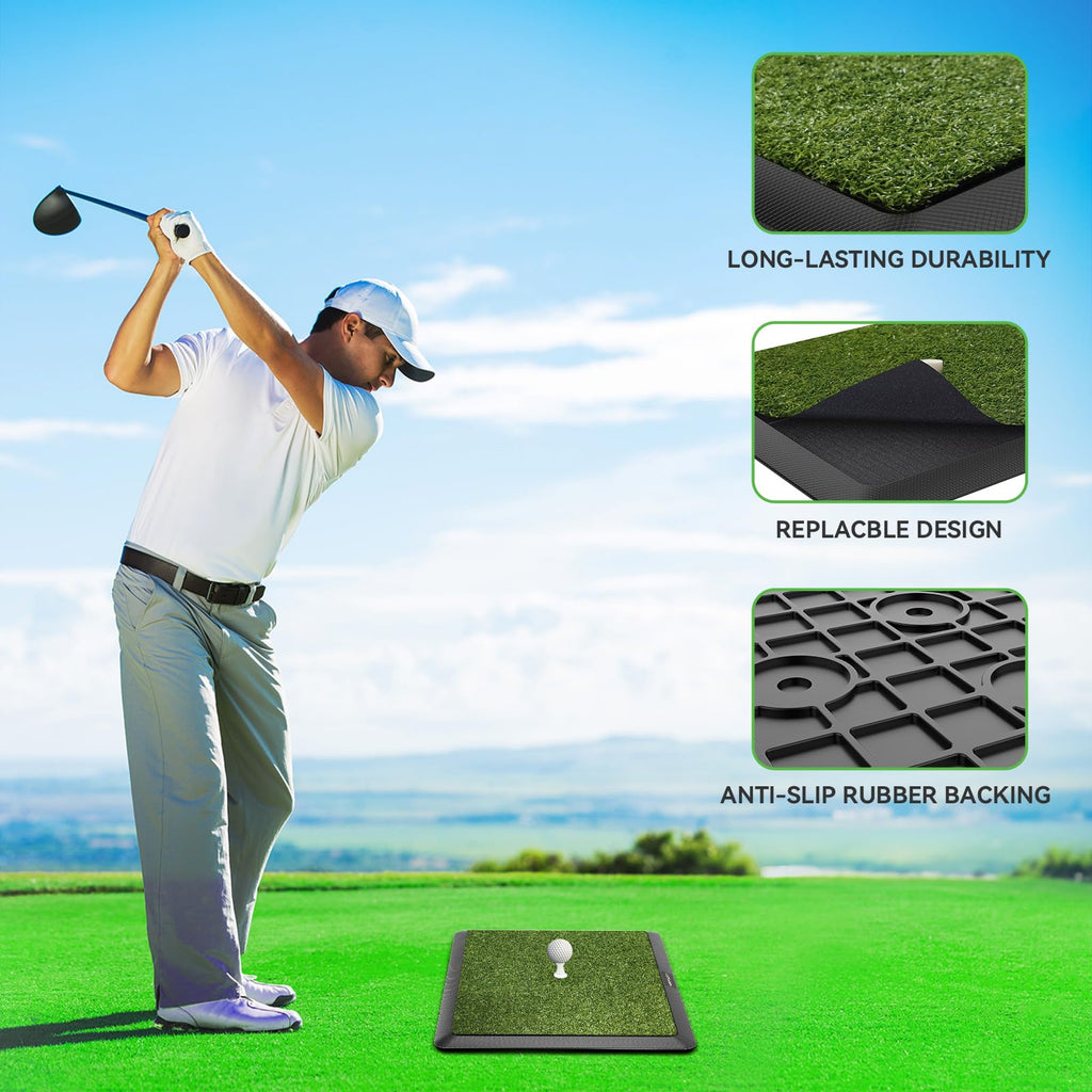 Golf Hitting Mat | Golf Training Mat For Swing Path Feedback/Detection Batting | Extra Replaceable Golf Practice Mat 16''X12'' |