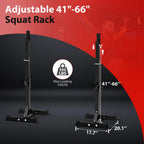 F2C Max Load 550Lbs Pair Of Adjustable 40''-66'' Squat Rack Sturdy Steel Squat Barbell Free Bench Press Stands Gym/Home Gym Port