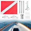 Diver Down Flag with 4 FT Metal Spinning Flag Poles Kit,1 Tangle Free Stainless Steel Flagpole with 360 Flagpole Rings & Adjusta