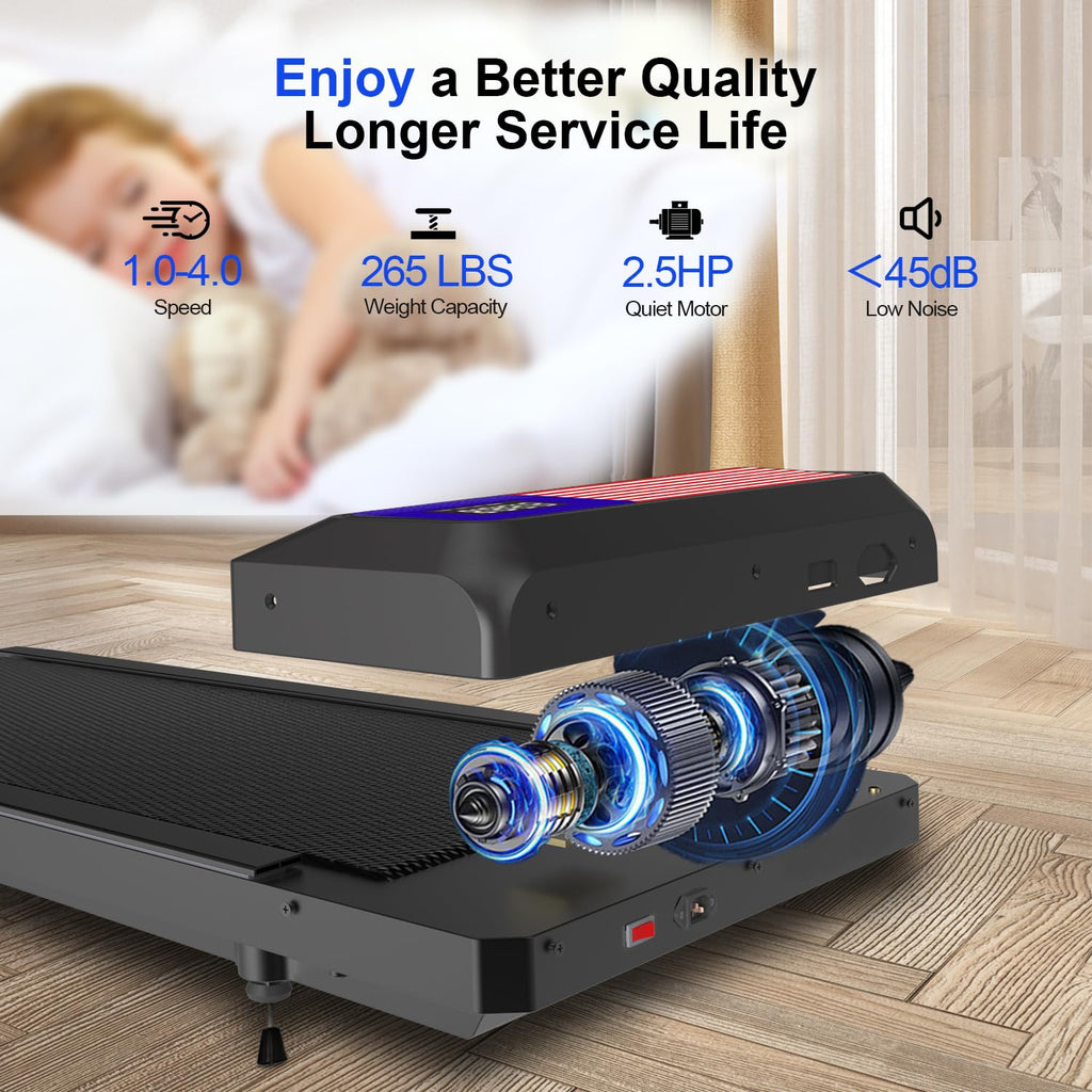 Under Desk Treadmill,Walking Pad With 5% Incline,Treadmills For Home & Office, 2.5Hp Portable Treadmill With Remote Control And