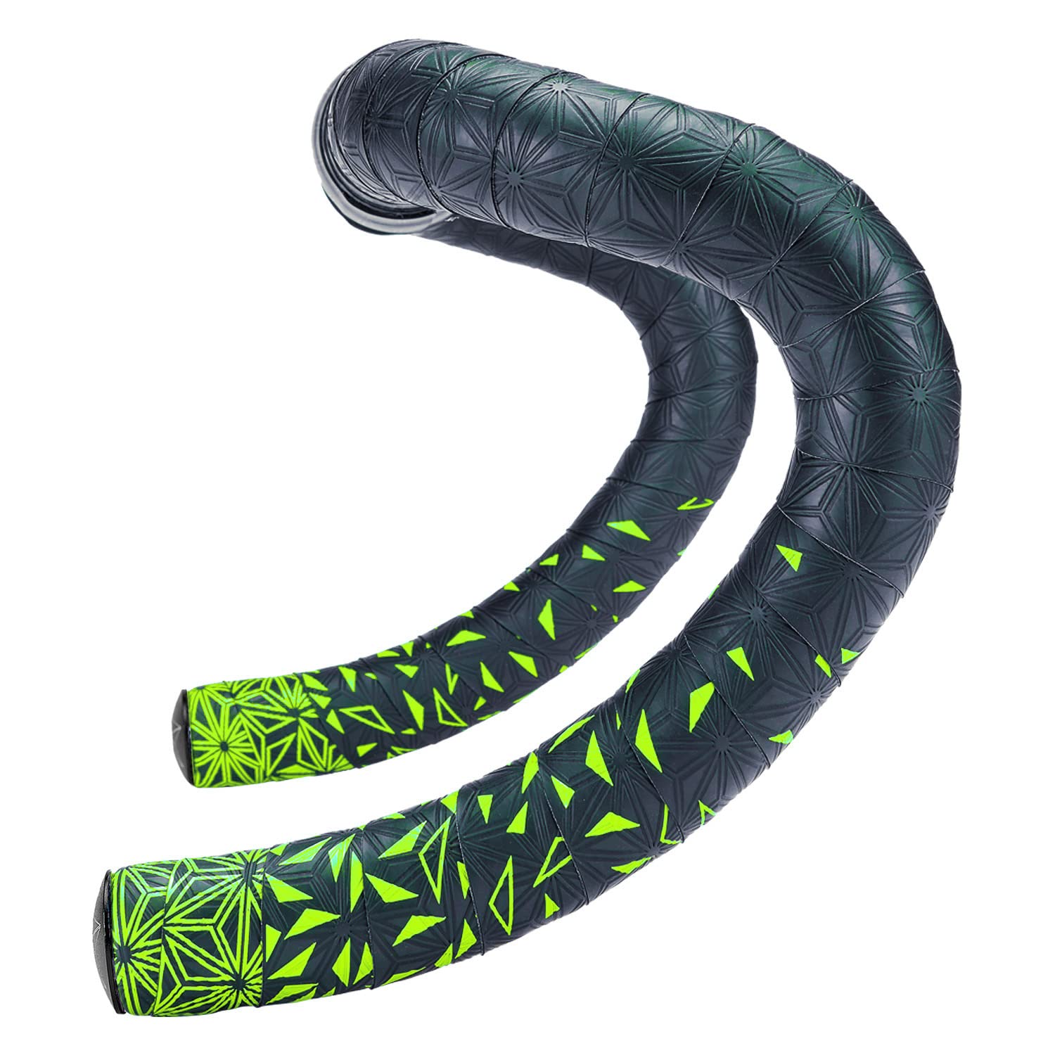 Bicycle Bar Tape [Length 87.8 Inches (2200 Mm) X Width 1.2 Inches (30 Mm)] +Plugs - Super Sticky Kush Star Fade - Neon Yellow