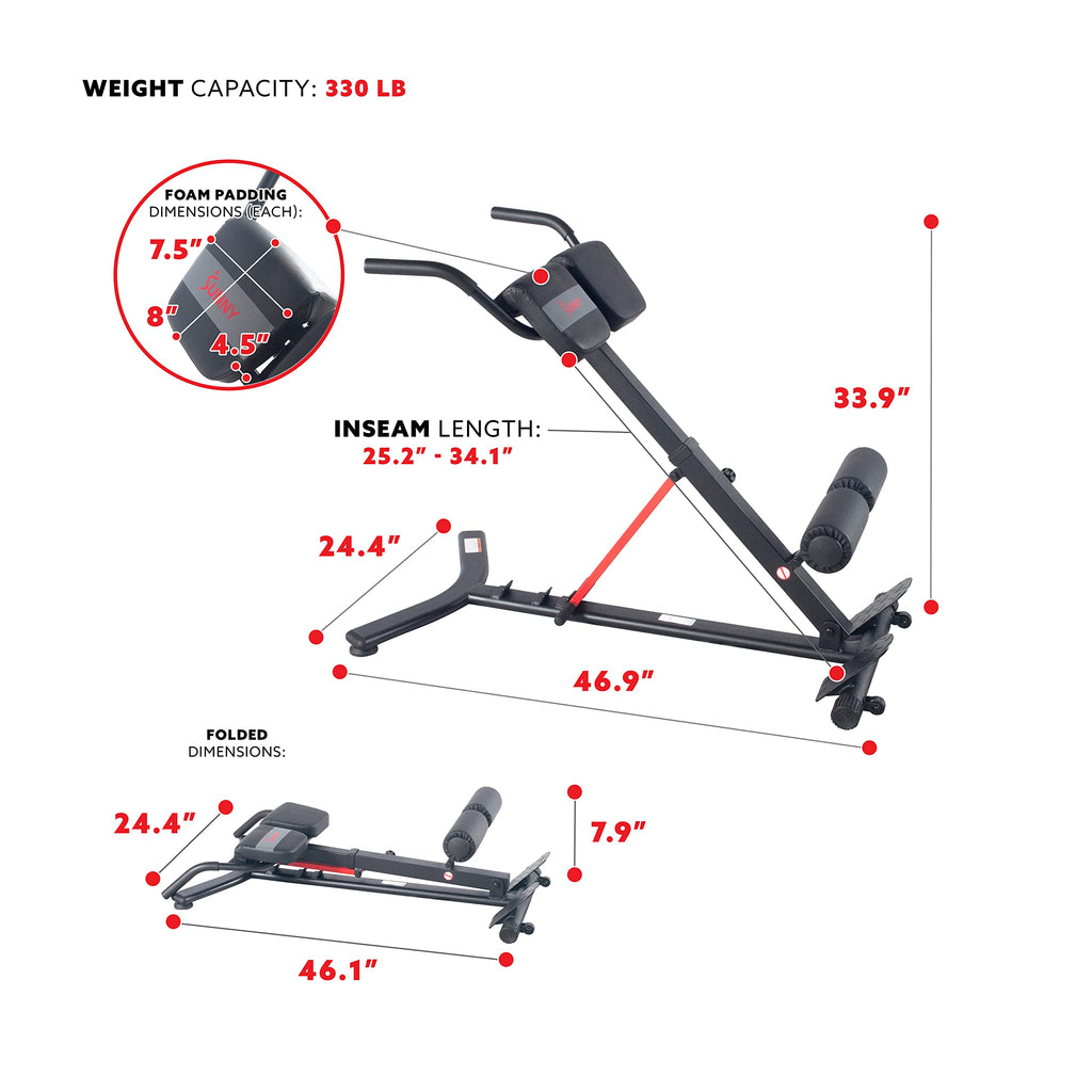 Sunny Health & Fitness Hyperextension Roman Chair With Dip Station - Sf-Bh620062 , Black