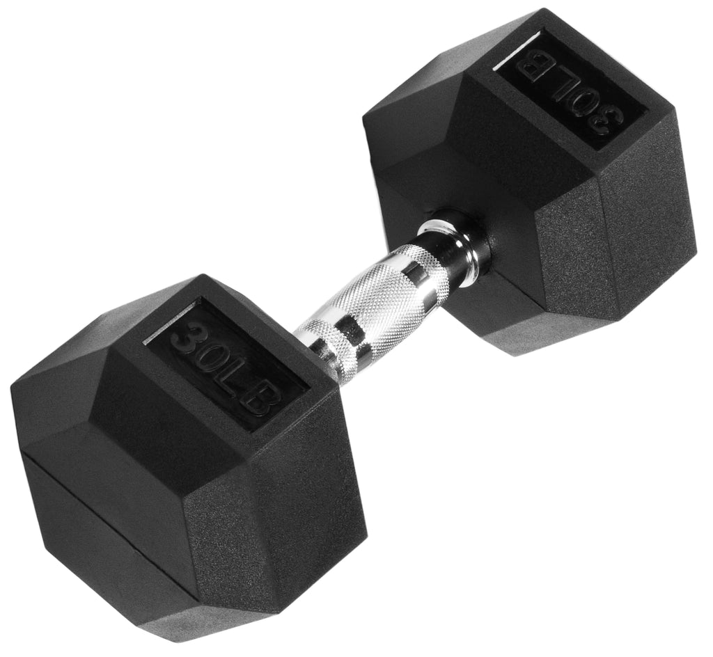 Fitvids Sporzon! Rubber Encased Hex Dumbbell, Single, Black