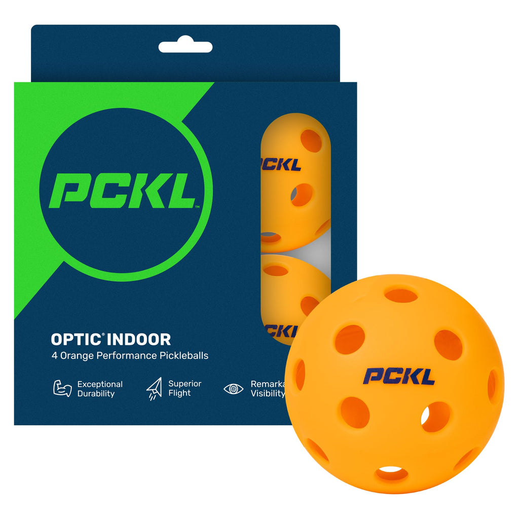 Pckl Optic Speed Pickleballs  Indoor & Outdoor  4 Pack  Built To Usapa Specifications (Indoor Orange)