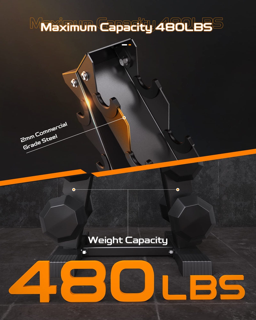 Akyen A-Frame Dumbbell Rack Stand Only, Weight Rack For Dumbbells Compact Home Gym Space Saver (480Lbs Weight Capacity, 2022 New
